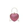 Evening Clutch Women  Shiny Handbag Heart Shape Metal Clutches Bag Fashion Chain Shoulder Crossbody Bag Luxury Lady Purse