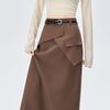 Irregular Split A-line Midi Skirt - Women's 2026 Spring High Waist Hip-hugging Fashion.