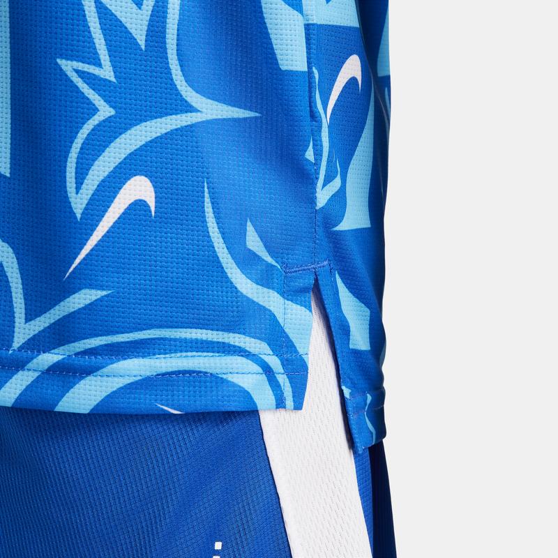 Nike Casual Breathable All-Over Print Embroidered Logo Sports Training Short Sleeve T-Shirt Kids T-Shirts Blue DM8549-480