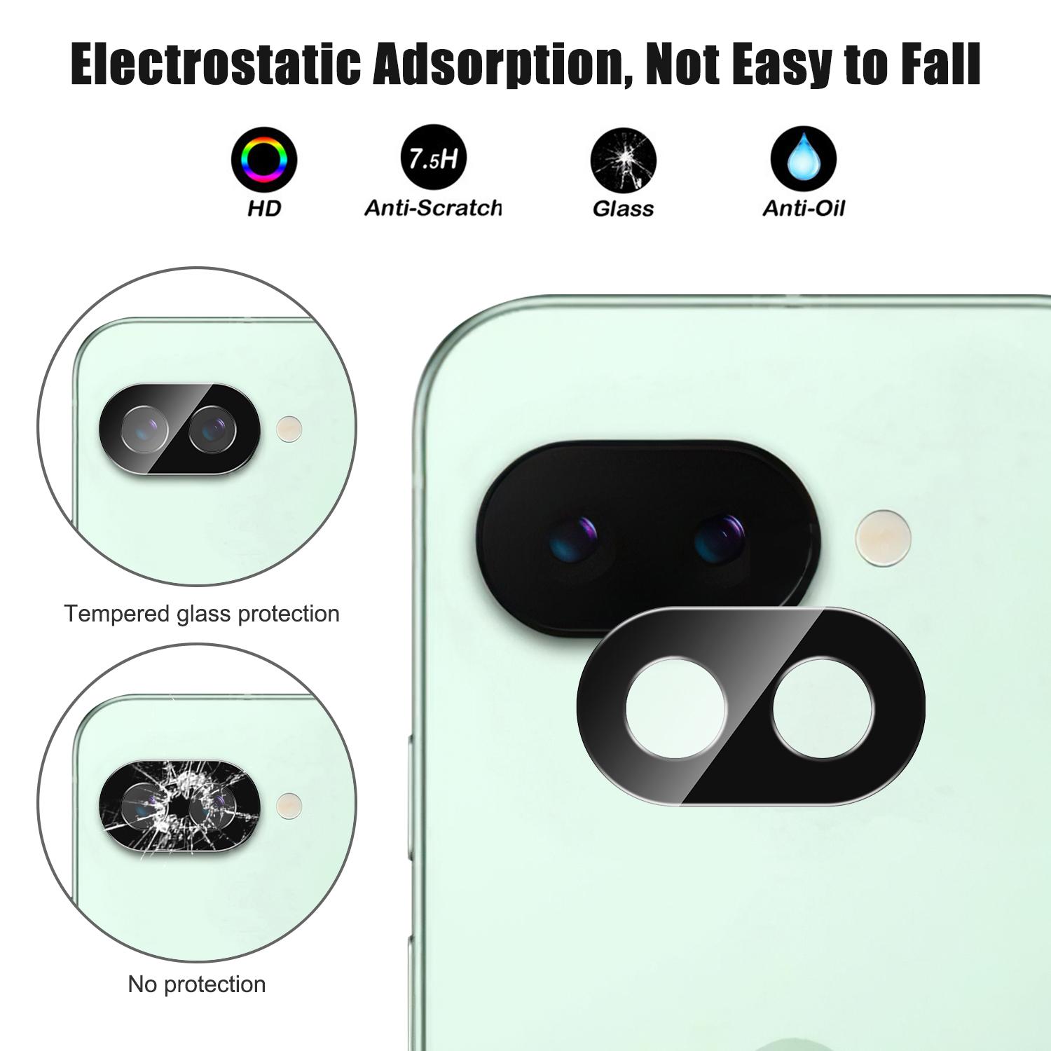 

For Google Pixel 9a Camera Lens Protector Black Tempered Glass Lens Film Type A