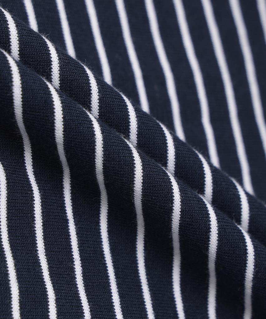 247Silijeu Usa Cotton 20-Count Striped T-Shirt Navy