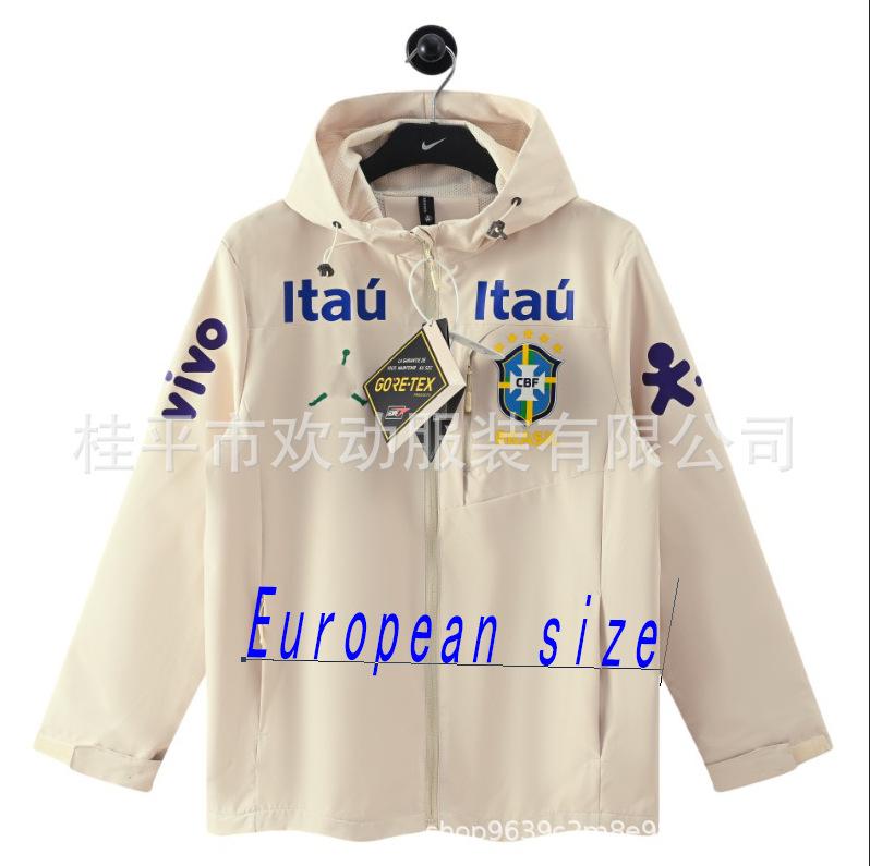 New Brazil Team High-quality Jacket Windproof and Waterproof Men's and Women's Thin Sports Football Training Clothes