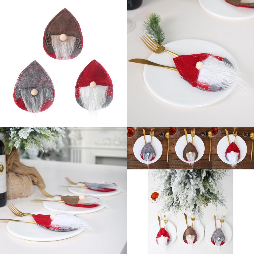 Delightful Khaki Nordic Old Man Cutlery Bag For Joyful Holiday Table Settings