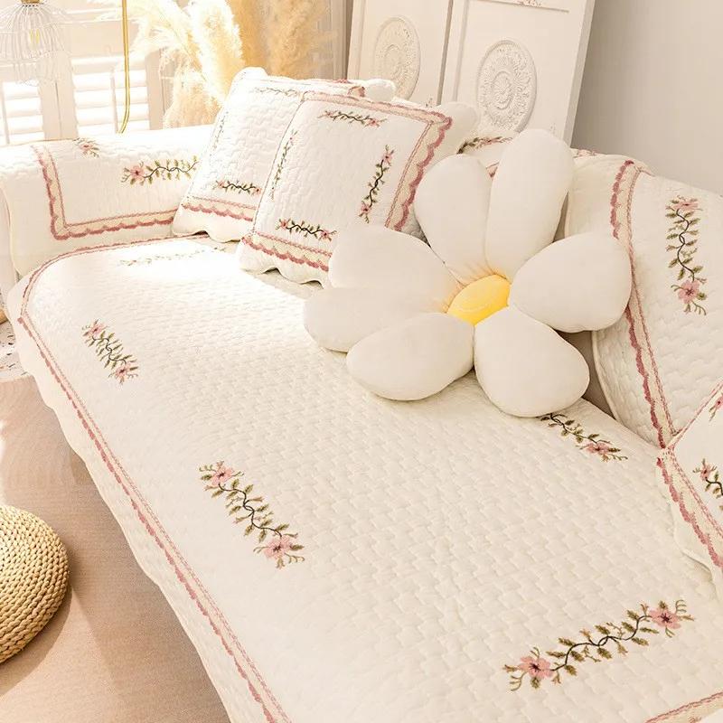 Sofa Cushion Pastoral Four Seasons Universal Pure Cotton Modern Simple Non-Slip High-End Cushion Sofa Cover Cover Towel