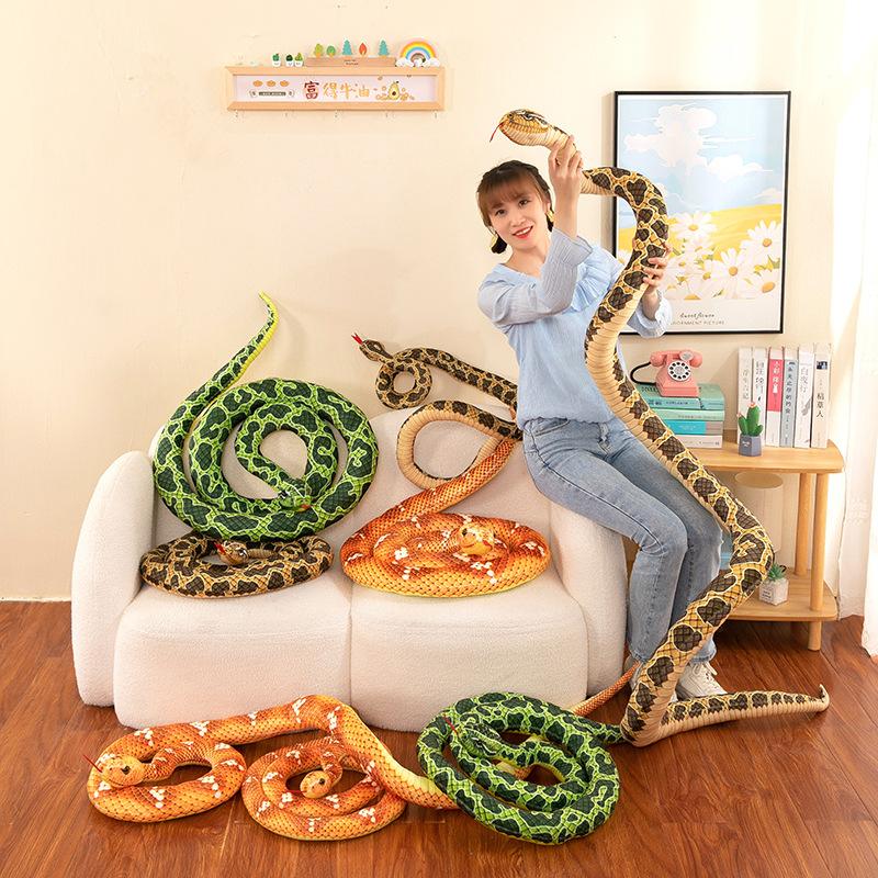 Simulation Snake Spotted Big Python Plush Toy Fake Snake Doll Prank Funny Doll Green Snake