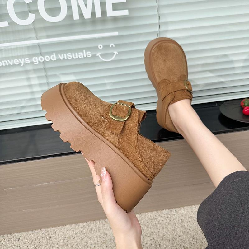 

Новые модные универсальные женские туфли на плоской подошве с мягкой подошвой и толстой подошвой, немного увеличивающие рост 40 верблюд