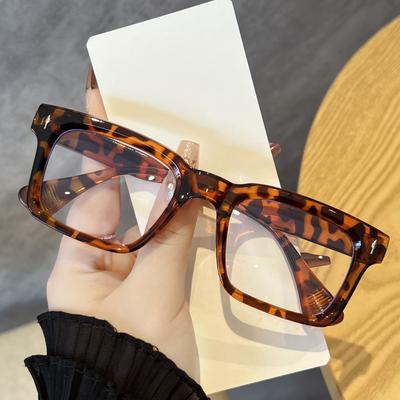 Übergroße quadratische Brille Blaulichtfilterbrille Großer Rahmen Kurzsichtigkeitsbrille Flache Lichtbrille Transparente Brille