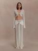 2026 Stylish Women's Resort Lace Bell Sleeve Crop Top and High Waist Two-Piece Set