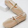 Luxury Lace Mesh Ballet Flat Kid Girls Elegant Design Rhinestones Covered Fishnet Ballerina Shoes Children Dress
