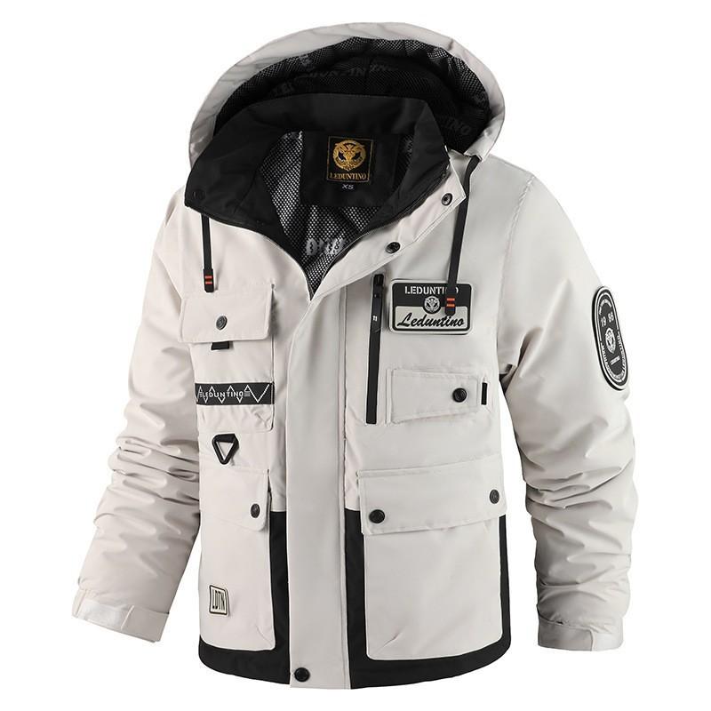 Otoño Invierno Hombres Outdoor Ocio Cálido Chaqueta de Algodón Hombres Capucha Desmontable Cortavientos Ropa Exterior Chaqueta Abrigo Masculino