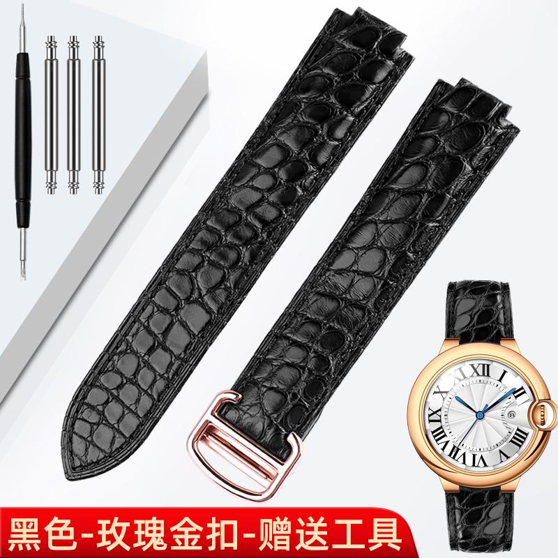 16 18 20 22m For Cartier blue balloon leather watchband Blue crocodile skin convex men women Folding buckle watch strap bracelet