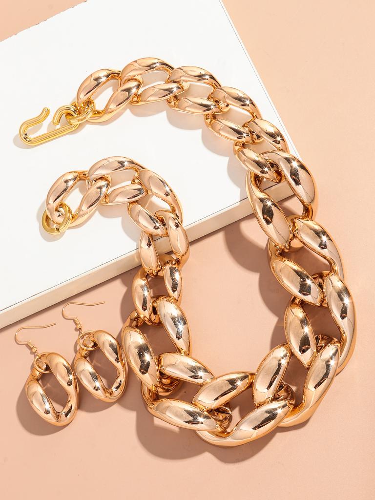 Trendy Acrylic Big Chunky Chain Necklace Set for Women Man Statement Colorful Resin Link Earring Choker Exaggerated Jewelry Gift