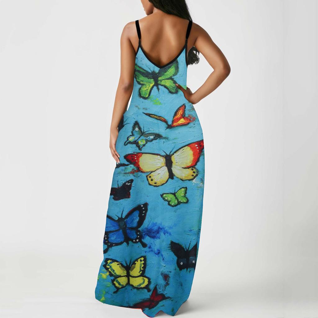 Fashion Women Casual Plus Size Print Kieszenie z dekoltem w szpic i długimi rękawami