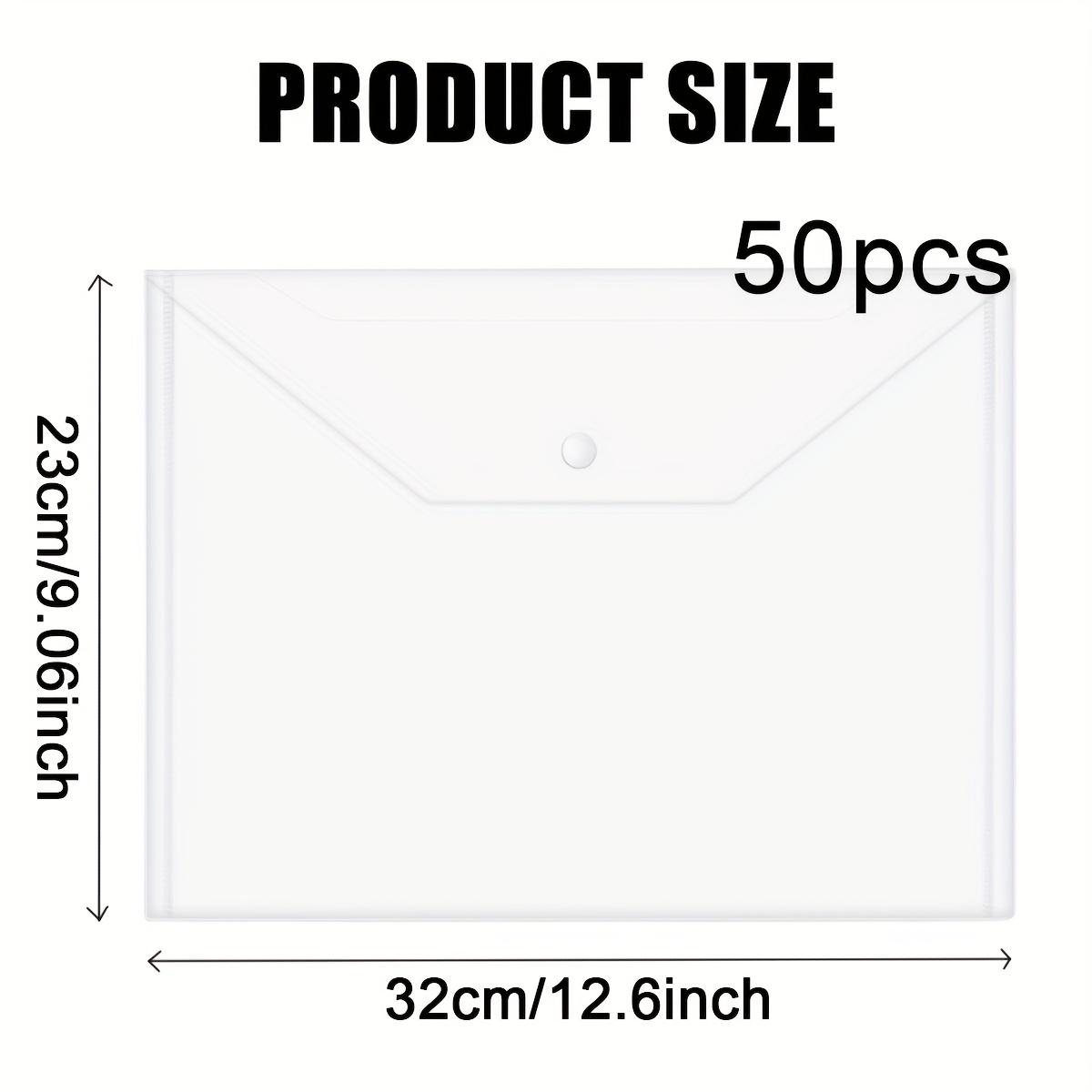 

50 Clear Folder Plastic Envelope With Button File Folder Letter Size A4 Size For Office Supplies And Home, Office 12.6*9.06in