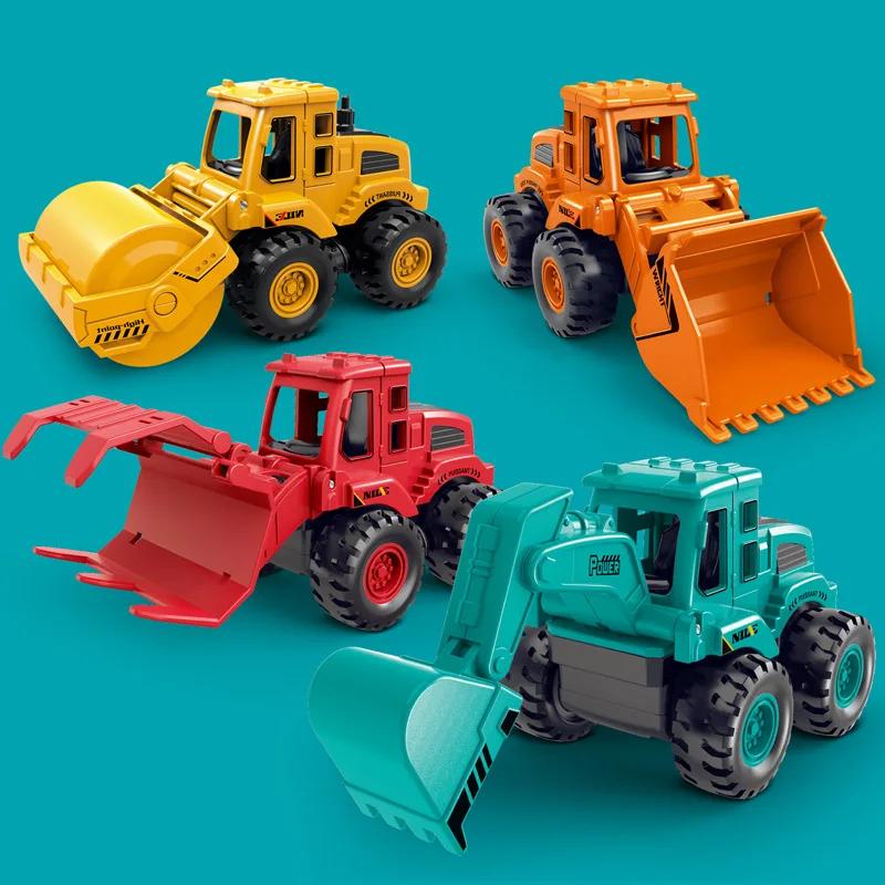 1:55 Children Plastic Vehicle Car Toys Trucks Construction Vehicle Excavator Bulldozer Model Inertia Children's Gifts Carro