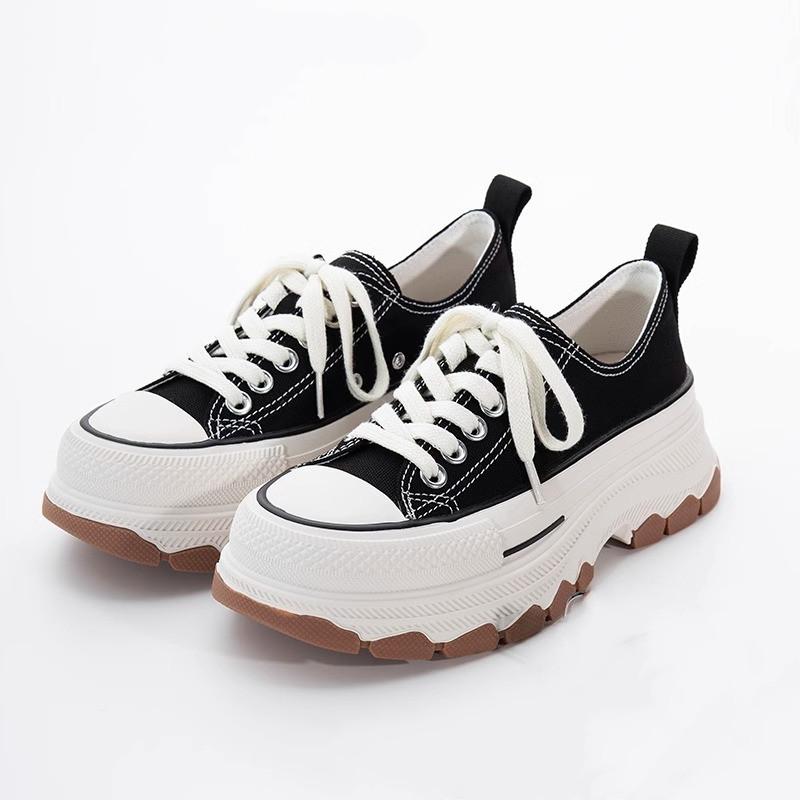 Popular platform canvas shoes women's 2025 new casual shoes muffin women's shoes heightening versatile sports little white board shoes