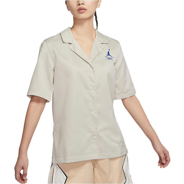 Jordan Koszulka Polo z Krótkim Rękawem z Nadrukiem Solidnego Logo Wzór American Vintage Damskie Bluzki Biała DX6302-104