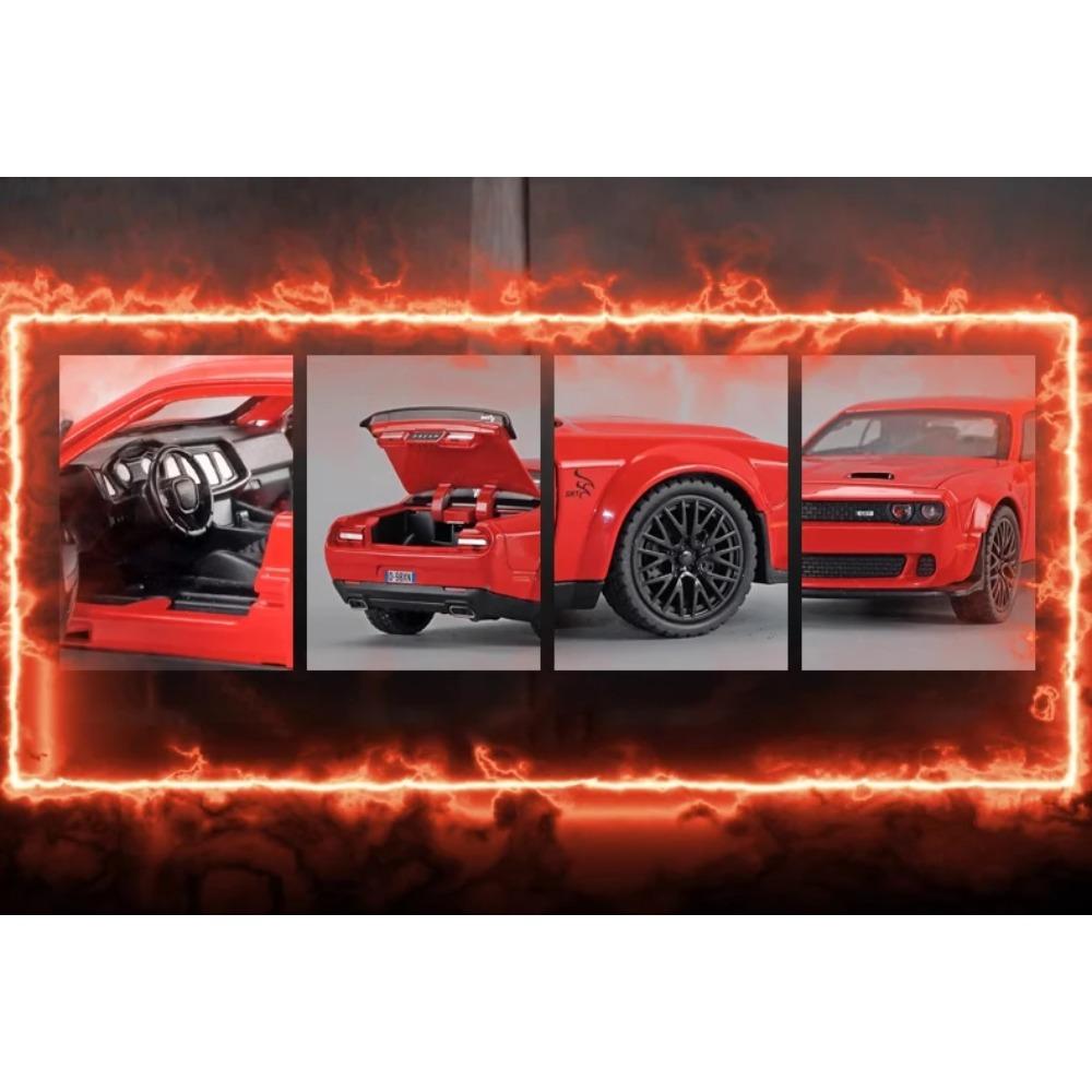 Modellino in lega Dodge Challenger Hellcat Redeye Scala 1/32 Muscle Car con Suono e Luci Giocattolo per Bambini Collezionabili Regalo di Compleanno