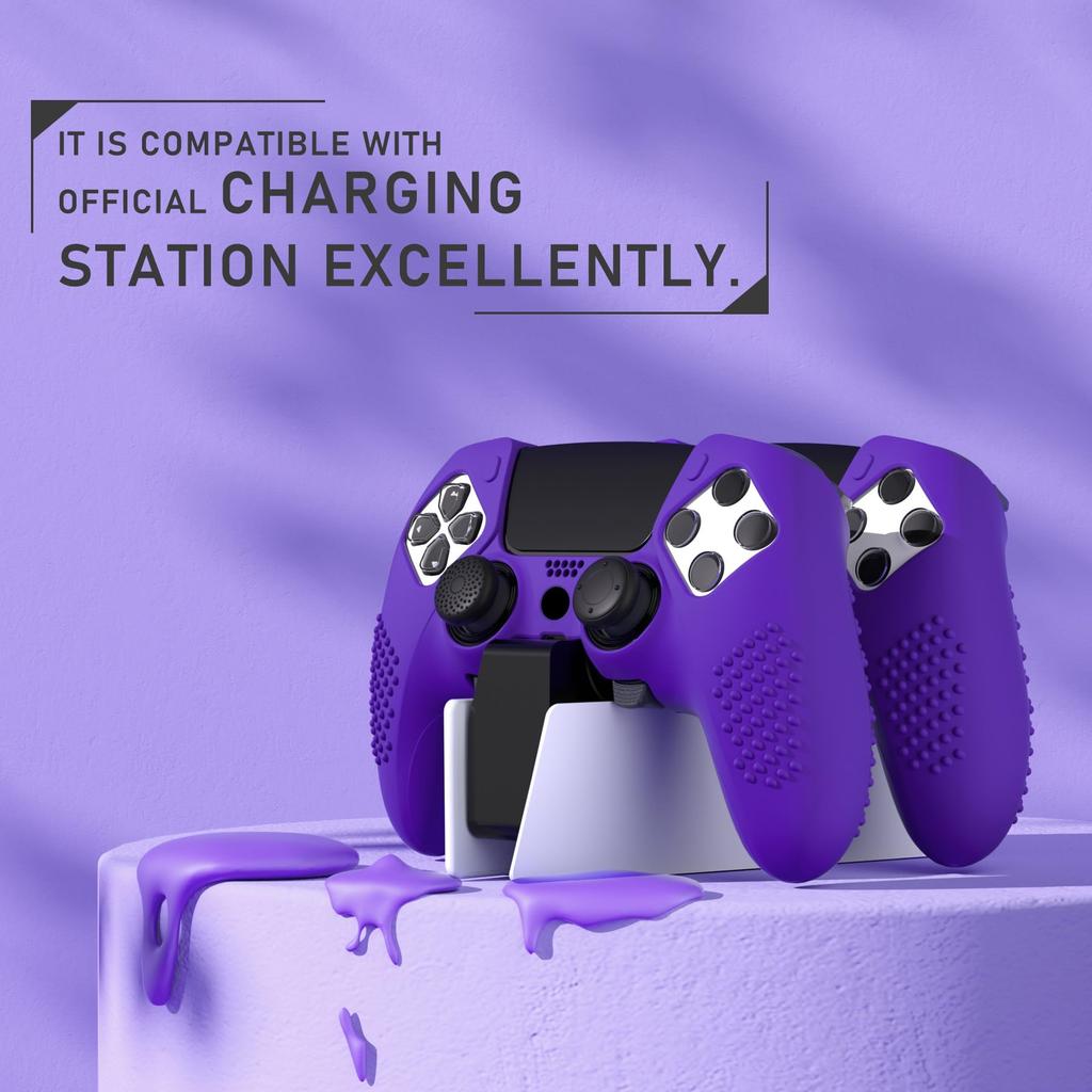 PlayVital PS5 Edge Controller Silikonhülle Weicher Gummi Schutzhülle mit Daumenstick-Kappen 3D-Noppen Edition Noppen Edition Rutschfeste Hülle, - [3D -