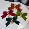 French Court Retro Burgundy Velvet Love Bow Brooch Autumn and Winter Lolita Bow Tie Women's Neckline Accessories