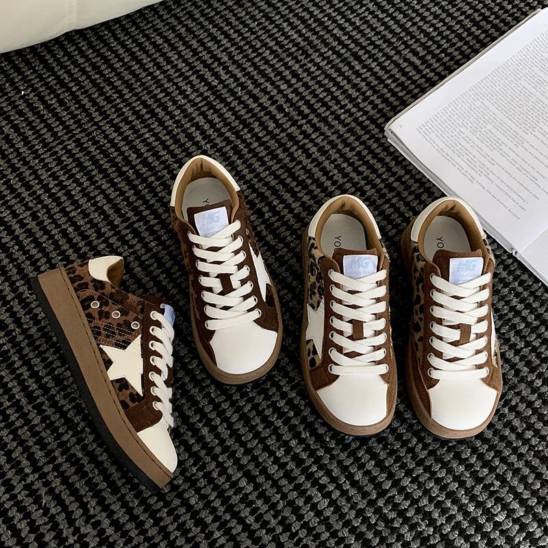 2025 New Old Casual Versatile Color Matching Trend Flash Color Board Shoes Low-top Flat Star Shoes Women