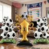 3-Pack Sports Celebration Mylar Balloons, Creative Standing Football & Golden Trophy Foil Balloon Bundle, High-Quality Metallic