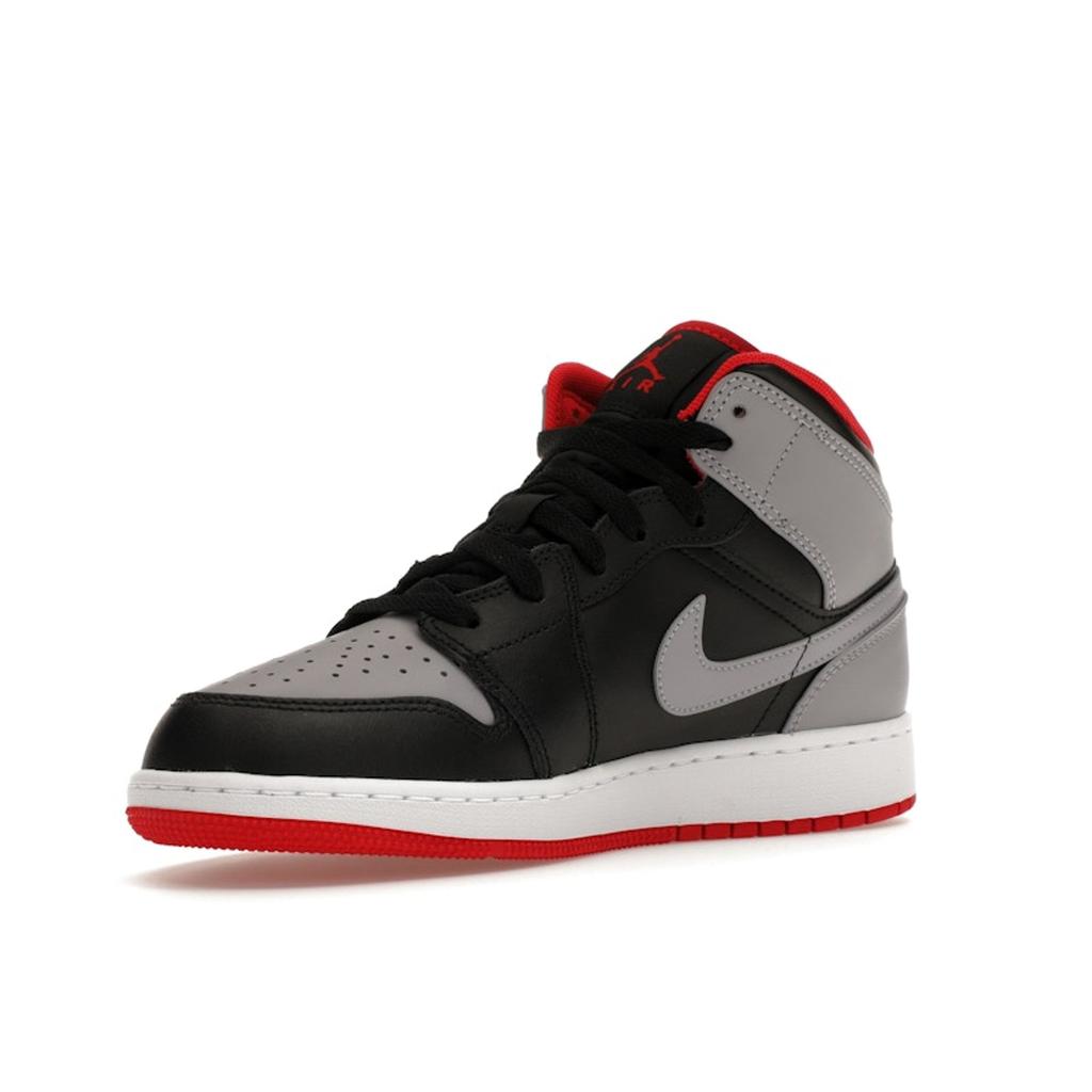 Air Jordan 1 Mid GS Bred Shadow Kinder Sneaker Schwarz Feuerrot Weiß DQ8423-006