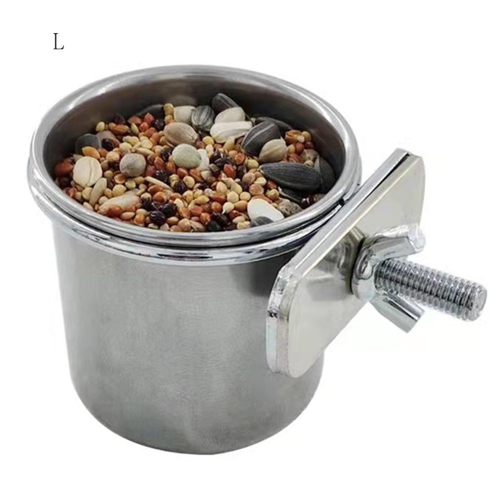 Anti-turnover Stainless Steel Dish Feeding Food Pet Birds Hanging Cage Bowl Drinking Feeder