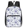 Shell Stars Pattern Square Front Pocket Backpack for Boy and Girls Best Gifts 2D Flat Cartoon SchoolBags for Children