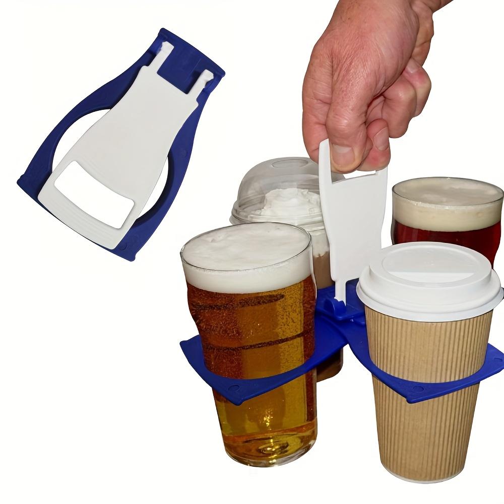 Portavasos Plegable Portátil para 4 Vasos con Asa - Bandeja de Bebidas de Plástico Duradero Reutilizable de Bolsillo
