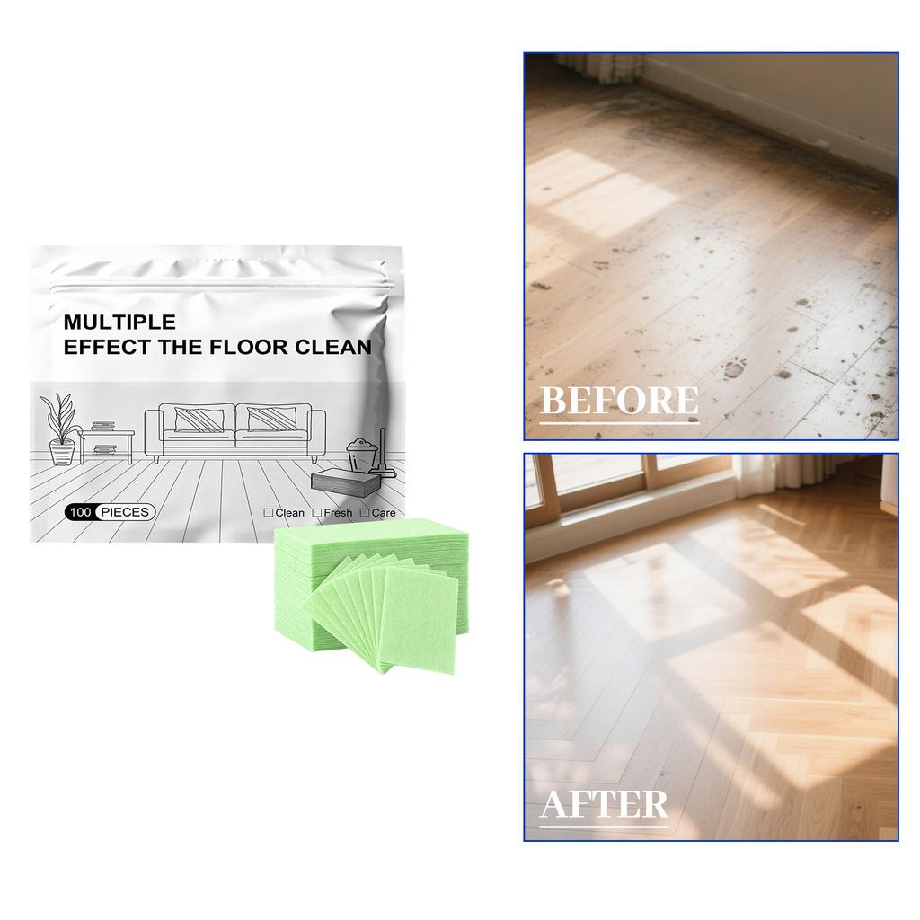 Multiple Effect Floor Clean Sheets 100 Pieces Disposable Floor Cleaning Cloths for Dust Removal and Surface Care Suitable for Various Floor Types