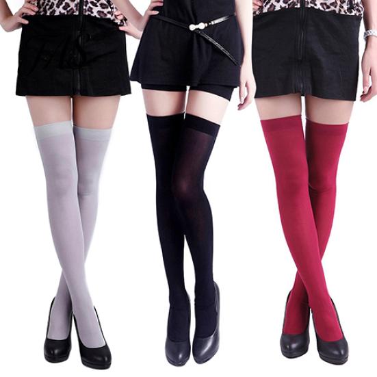 Women's Sexy Pure Color Opaque Thigh High Stockings Over The Knee Socks