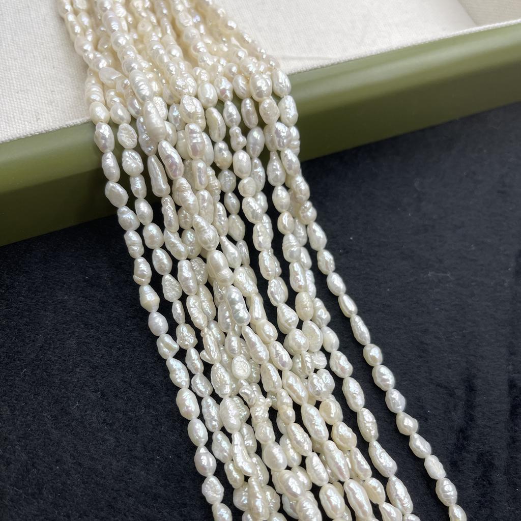 1String, White Natural Freshwater Pearls, Handmade Straight Hole Nugget Pearl Beads for Jewelry Making DIY Crafts (Beads 5-6mm, Length 36cm)