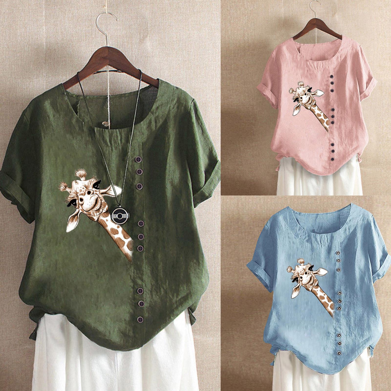 

Женская повседневная футболка с коротким рукавом и принтом больших размеров, верхняя блузка, туники