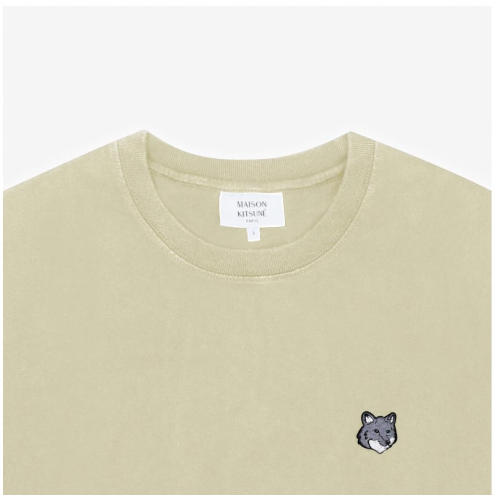 Maison KiTune Herren Kurzarm T-Shirt Grauer Fuchskopf Aufnäher Pm00108kj7025