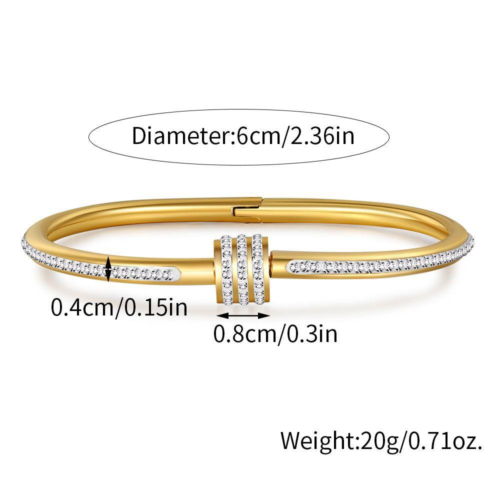 HtpweStainless Steel Small Waist Inlaid Zirconium Bracelet Women 18k Plated Couple Holiday Gift Bracelet Party Daily Zircon