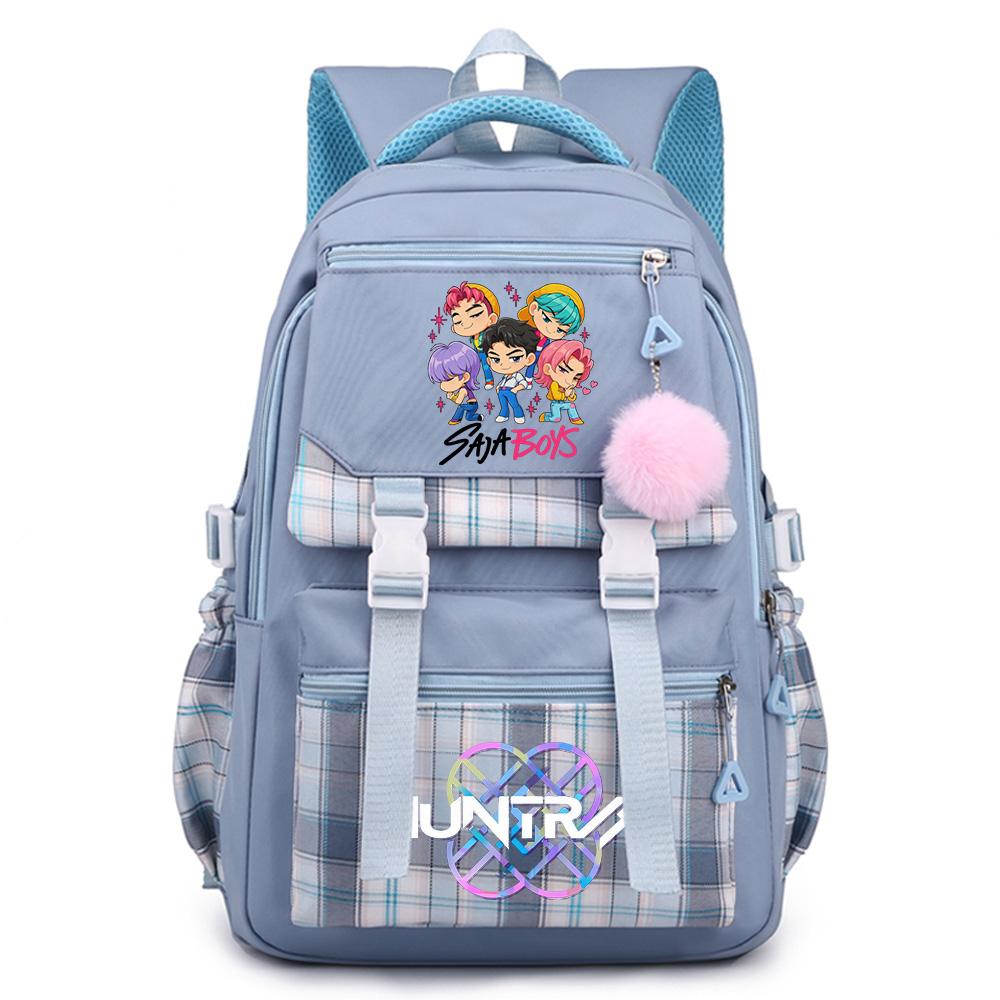 Niedlicher Cartoon K-Pop Aufdruck Rucksack mit großem Fassungsvermögen für Teenager Schüler Mädchen Junge Schultasche Buchtasche Kindergeschenk Damen Wasserdichte Reisetasche Mochila