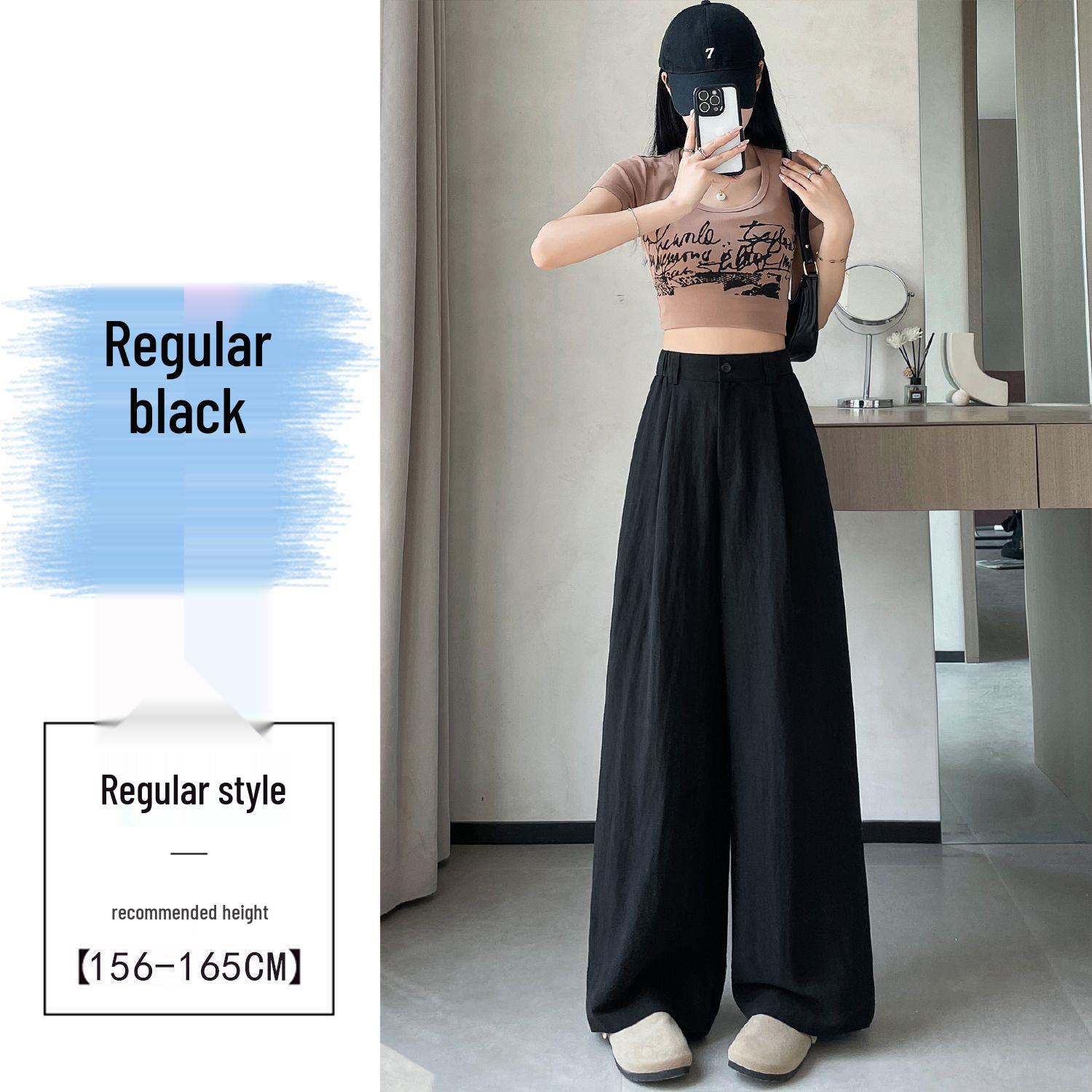 

Women s Summer Tencel Linen Wide-Leg High-Waist Pants M (Recommended for 99-110 kg) чорний