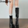 Winter Platform Wedges Heel Women Knee High Boots Fashion Back Zippers Shoes Cosy Soft Leather Long Booties