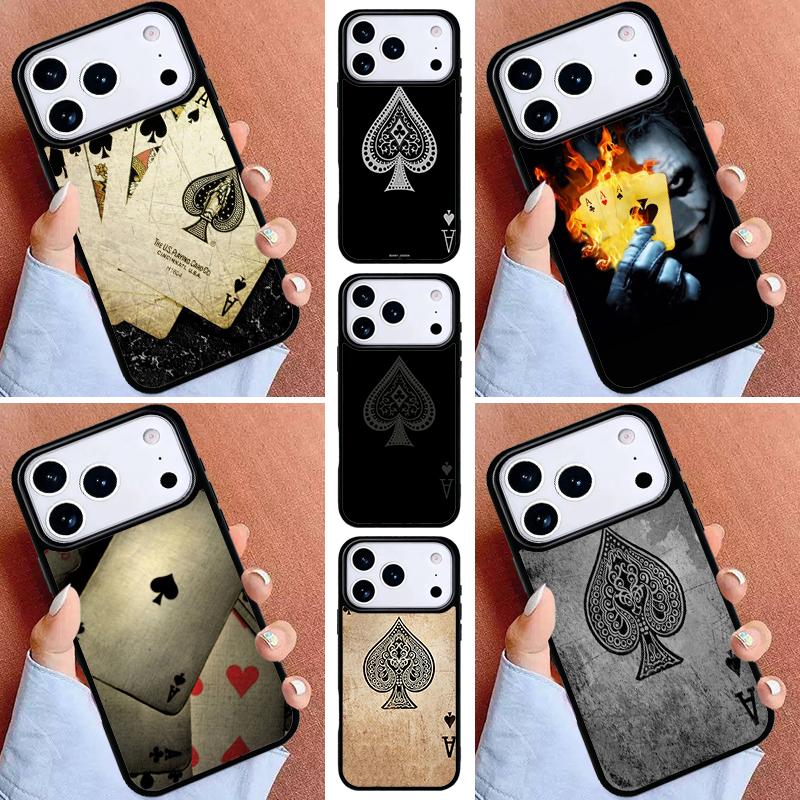Spades Poker Play Cards Ace Art Phone Case for iPhone 17ProMax 12 13 14 15 16e 17 Pro Max Plus Air Cover