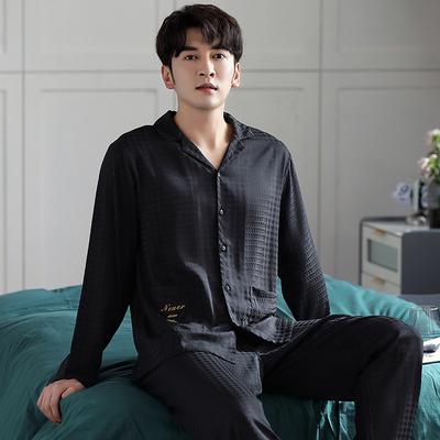 Autumn Pajamas Men'S Spring And Autumn Long-Sleeved Silk Ice Silk Loungewear Men'S Summer High-End Simulation Silk Suit