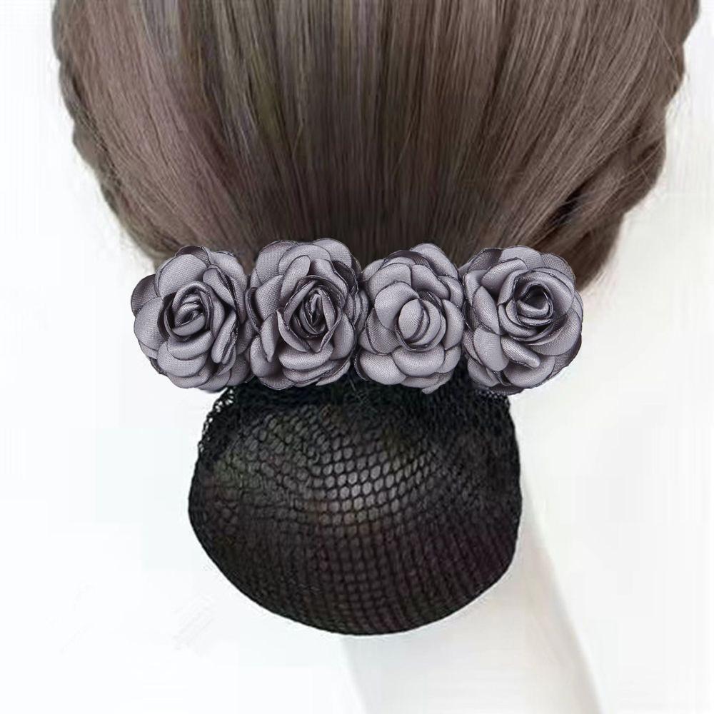 Bun Net Bank Staff Flower Bun Net Snood Women Hairpin Korean Style Headdress Rose Spring Clip