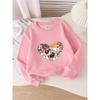 Girls' Crewneck Sweatshirt - Cute Cats In Heart Shape Pattern Machine Washable, Spring And Autumn, Sportswear And Casual Wear, Soft