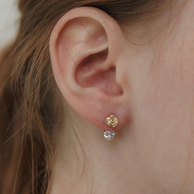 Tatiana (925 Silver) Shining Rose Ear Jacket Earrings EC3072