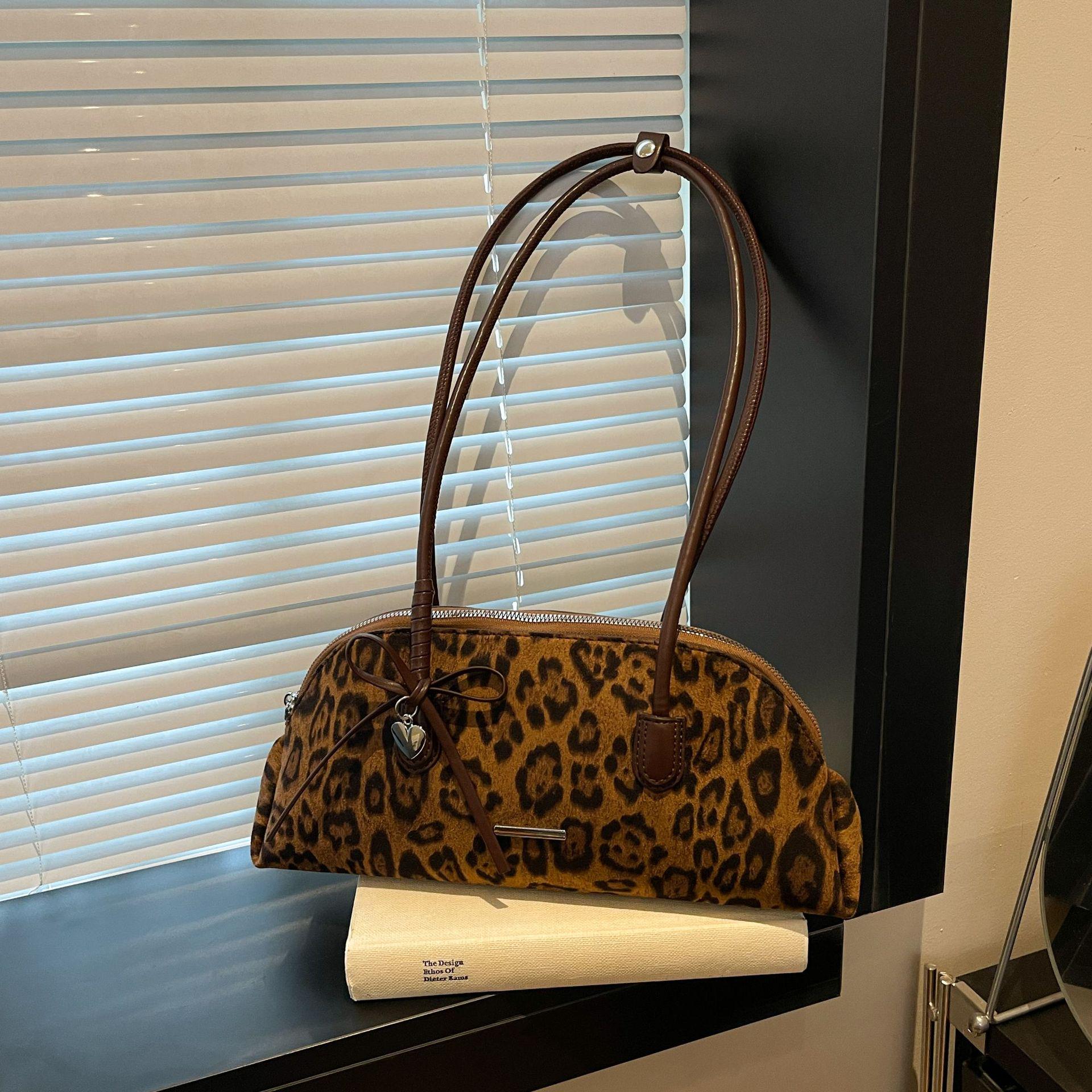 

Women s 2025 Retro Leopard Print Boston Bag - Large Capacity Casual Single Shoulder Handheld Bag
