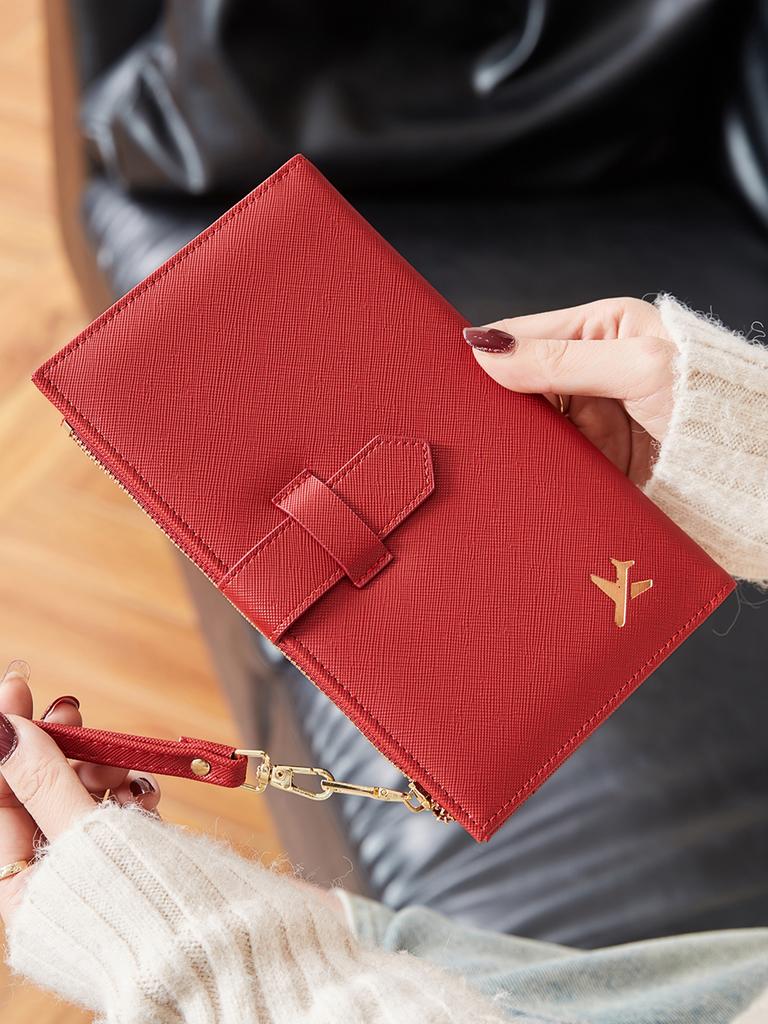 Modische Reisepasshülle aus PU-Leder mit Flugzeugmuster und RFID-Schutz für Damen und Herren, multifunktionelle Geldbörse für Ausweis, Kreditkarten