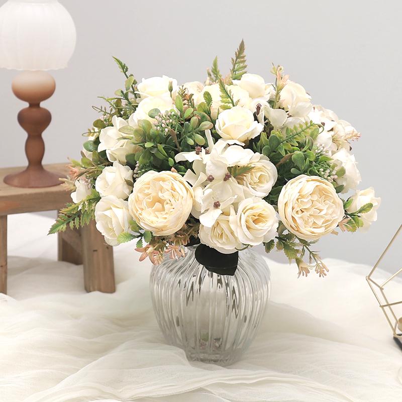 Artificial Flowers Wedding Christmas Craft Wreath Home Decor Accessories Bride Holding Flowers Scrapbooking Silk Hydrangea Peony