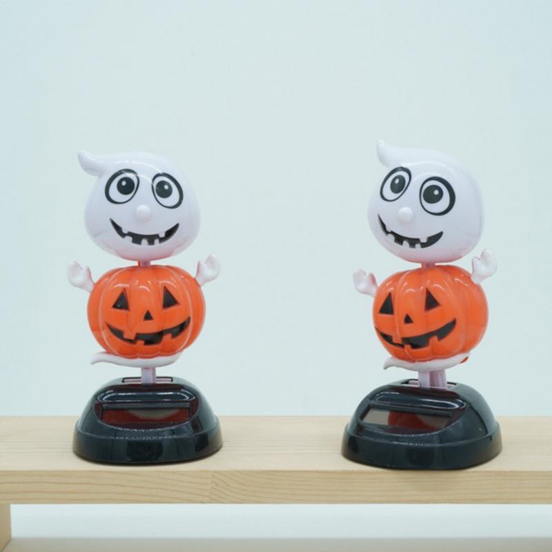 Dashboard Figurines Solar Ghost Pumpkin Ornament Cute Home Decoration Automotive Interior Accessories For Desktop Women Men