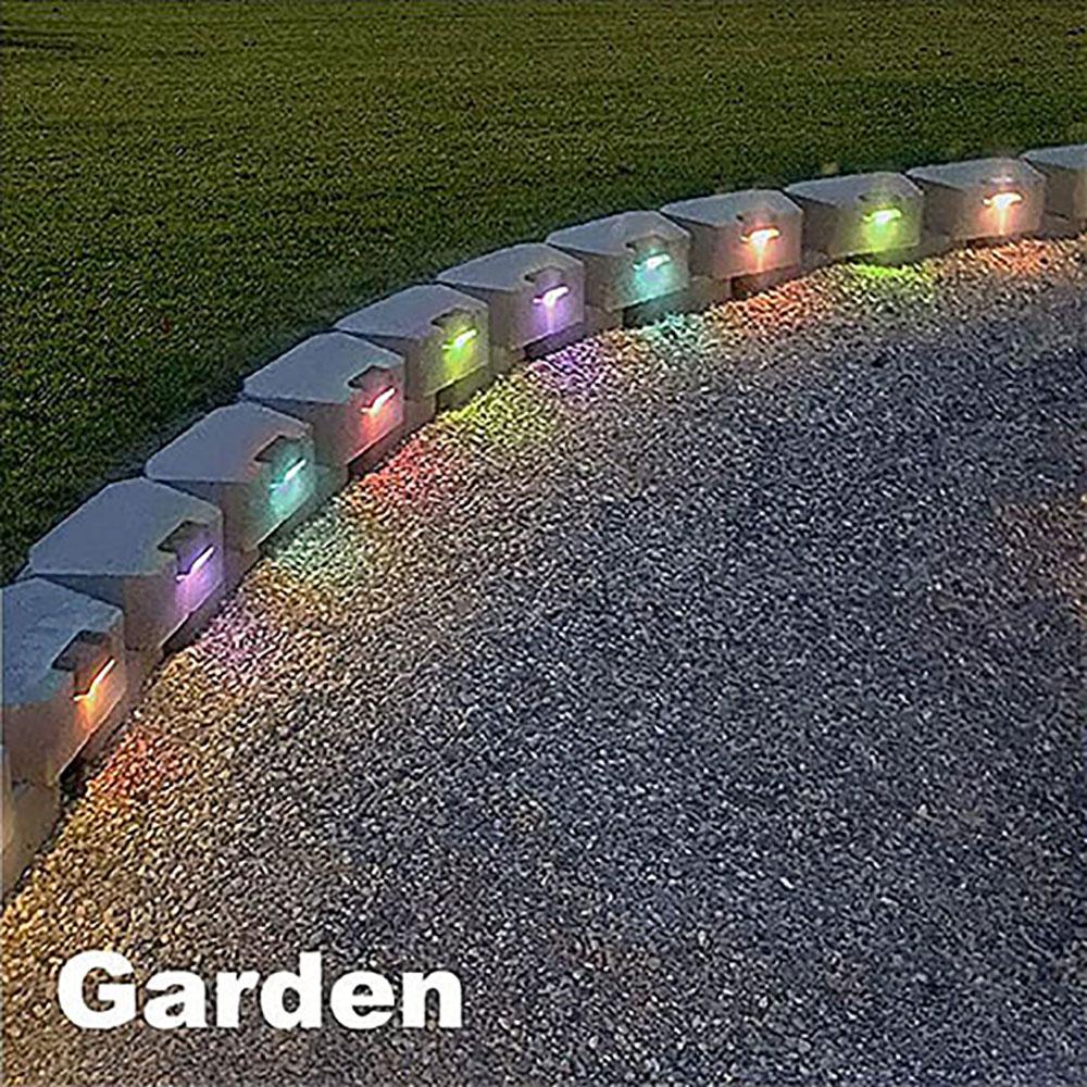 4 Pack RGB Solar Deck Lights Outdoor Waterproof LED Steps Lamps For Stairs Fence
