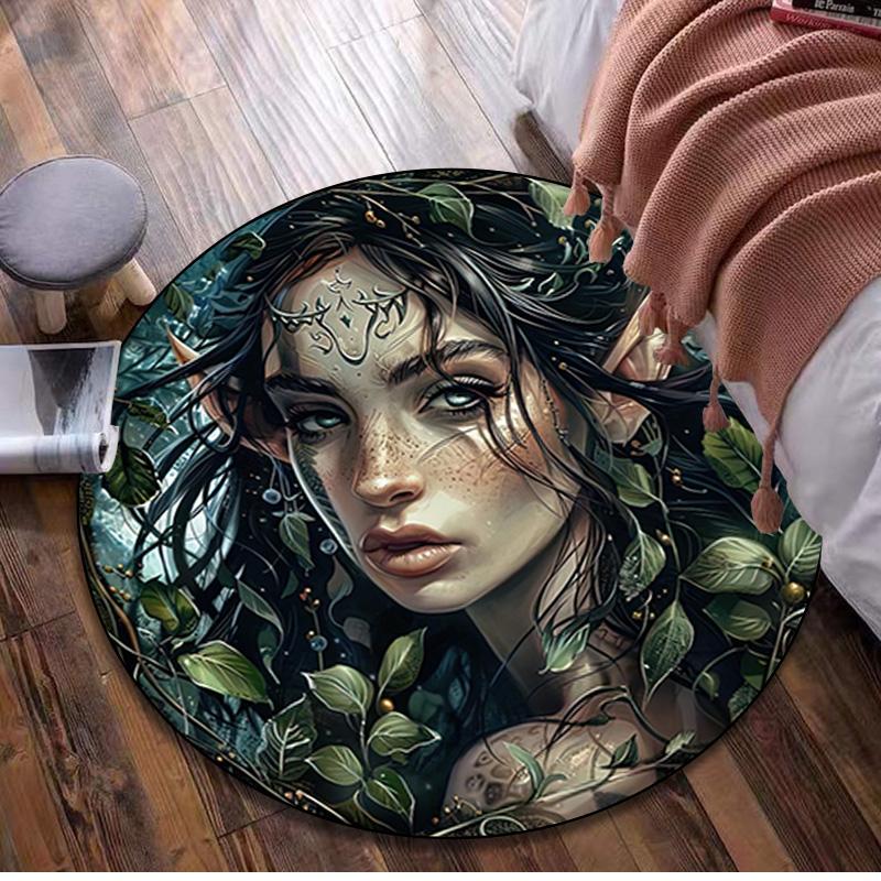 

1Pc Forest fairy Animal Circular Print Rug - home decoration Carpet For Living Room Bedroom Flooring Computer Chair Area Rug 80x80cm( 31x31in)